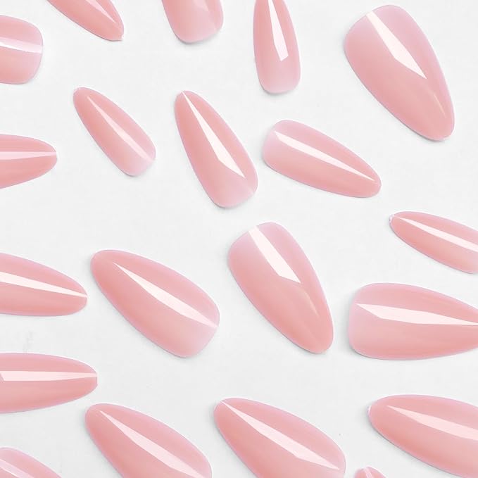 LoveOurHome 240pc Almond Press on Nails Medium Fake Nail Tips Nude Acrylic Nails Press ons Nail Almond Short Stiletto False Nail French Artificial Fingernail & Adhesive Tabs Glue for Women Girls
