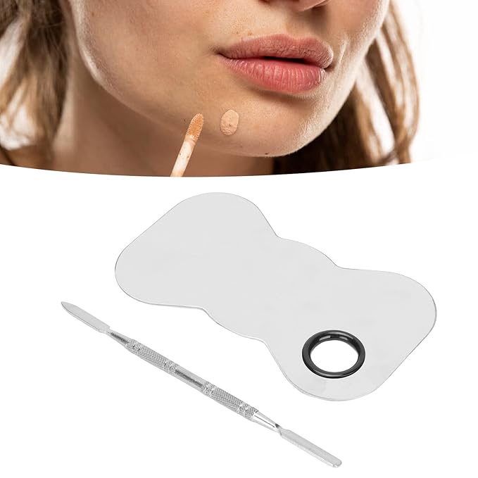 Cosmetic Makeup Palette Spatula, Mixing Bow Shape Stainless Steel Makeup Palette for Cosmetic Blend-VivaGrace Women