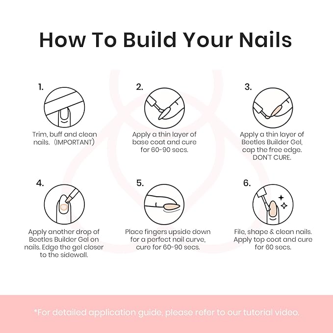 Beetles Pink Nude Builder Gel for Nails 7 in 1 Strengthener Gel for Nail Apex & Thickening Nail Extension DIY Salon at Home Beauty Gift Sets for Women Base Coat Top Coat Needed-VivaGrace Women