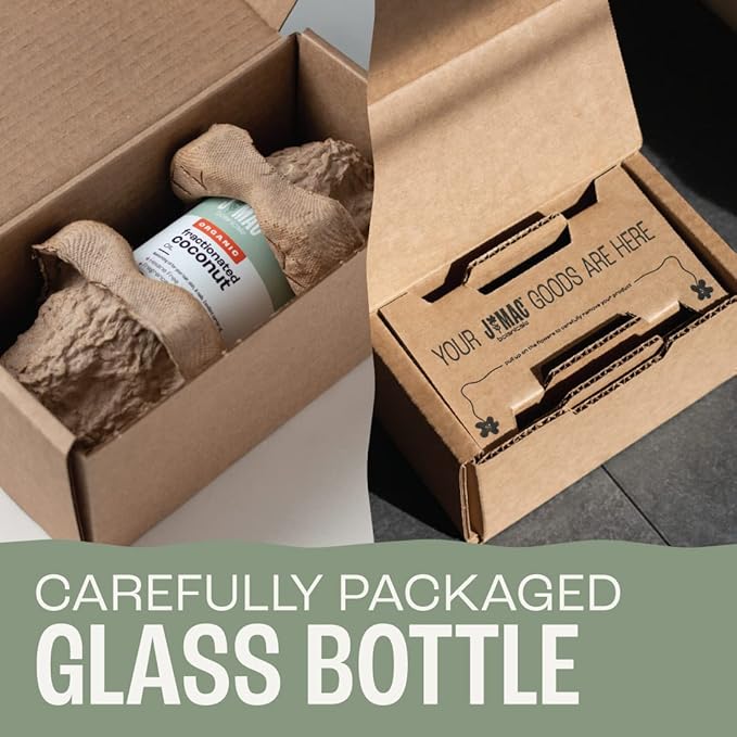 J MAC BOTANICALS Organic Fractionated Coconut Oil (16 Ounce Glass Bottle) Organic Carrier Oil and for DIluting Essential Oils, Moisturizer, Hair Care-VivaGrace Women