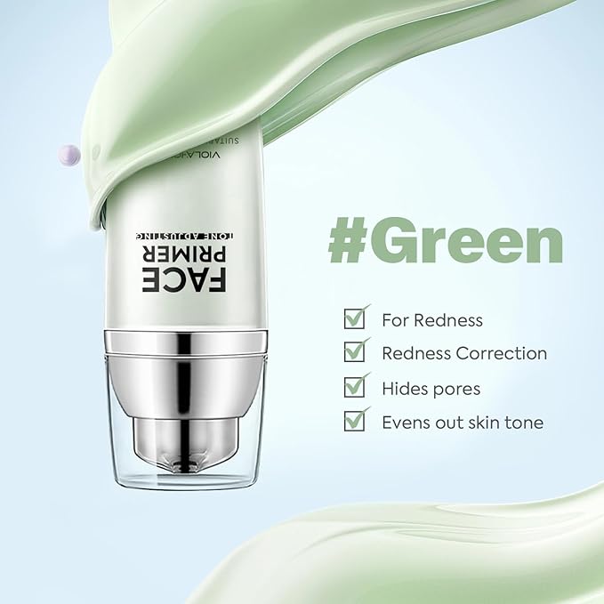 VIOLA HOUSE Face Primer, Tone Adjust Primer For Face Before Makeup-Refined, Bright And Smooth The Skin And Fills Fine Lines (Mint Green)-VivaGrace Women