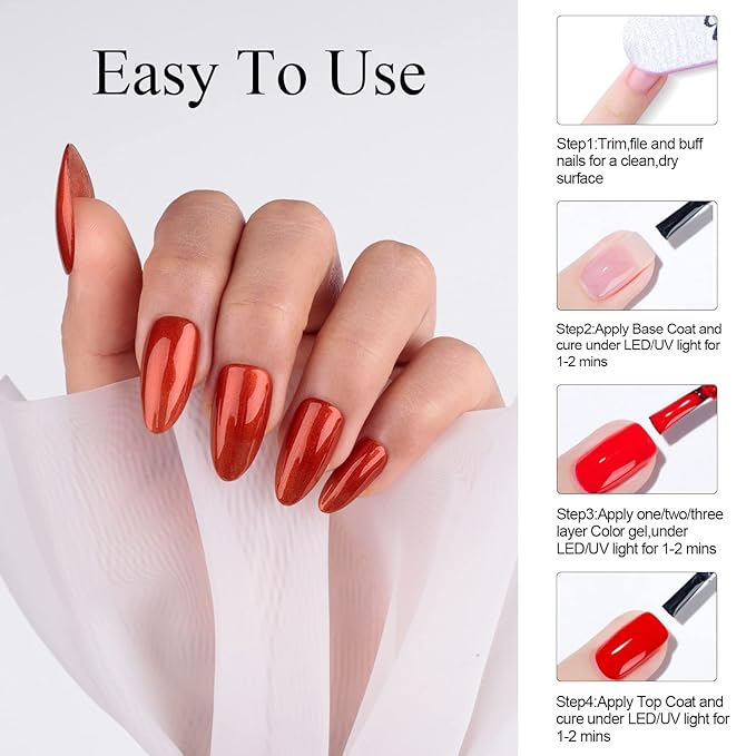 Imtiti Brown Red Gel Nail Polish, 1 Pcs 15ml Bronze Color Soak Off LED Long-Lasting Nail Gel Polish Nail Art Starter Manicure Salon DIY at Home, 0.5 Fluid Ounces