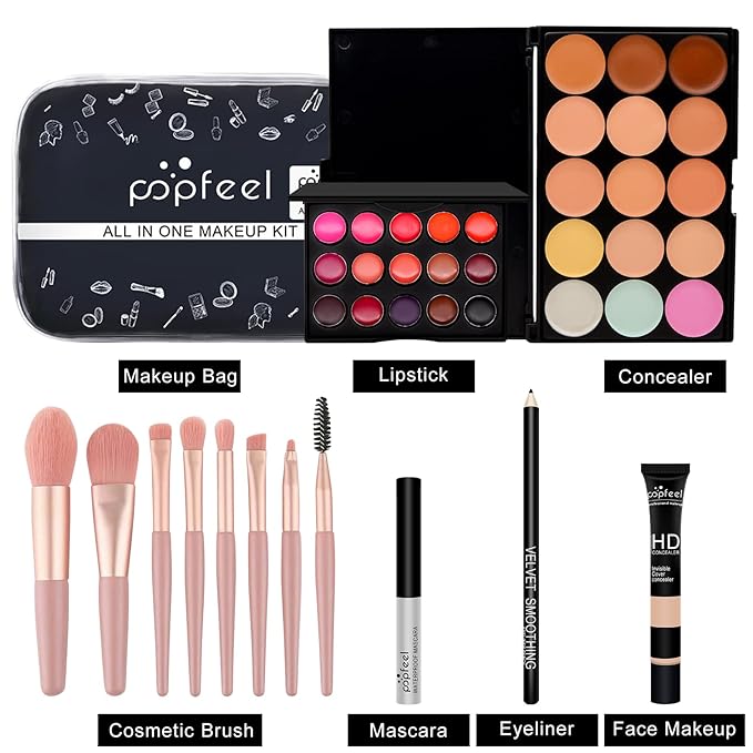 All-in-one Makeup Full Gift Set for Women, Include Makeup Brush, Eyeshadow Palette, Lip Gloss Set, Lipstick, Blush, Foundation, Concealer, Mascara, Eyebrow Pencil-VivaGrace Women