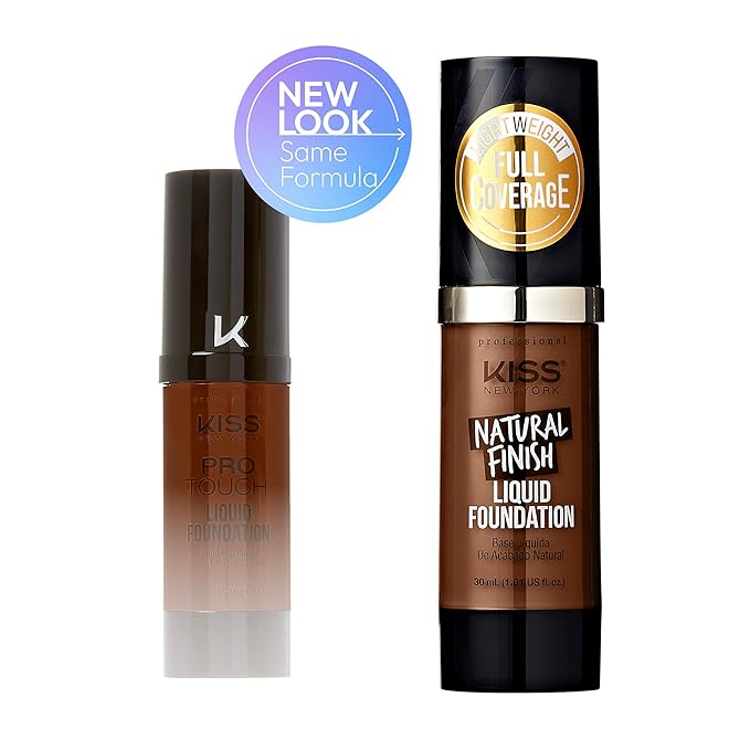 Kiss New York Professional Liquid Foundation - Lightweight and Hydrating Formula, Natural Finish, Control Shine, Cover Pores, Medium to Full Coverage, Green Tea Extract (Rich Mahogany)-VivaGrace Women