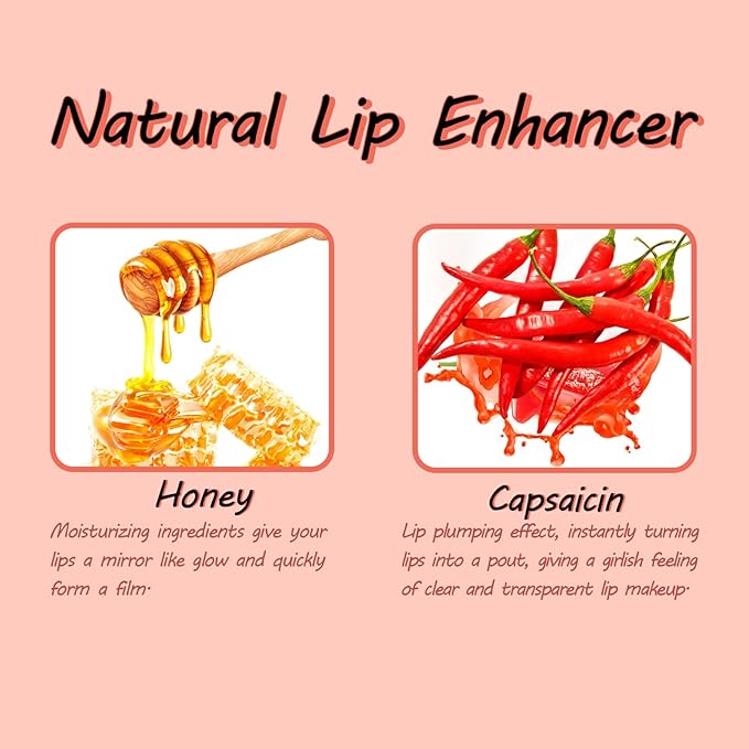Lip Plumper Gloss Booster 3 Colors Set,Natural Pout Lip Plumping Oil and Lip Care Serum Enhancer Lifter Gloss for Fuller Moisturizing Hydrating&Reduce Fine Lines Nourishing Lips Mask Makeup-VivaGrace Women