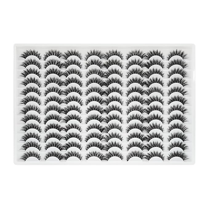 False Eyelashes 48 Pairs Faux Mink Lashes 14mm Wispy Lashes 3D Fluffy Cat Eye Lashes Pack Bulk Wholesale Strip Lashes(style 48-045)-VivaGrace Women