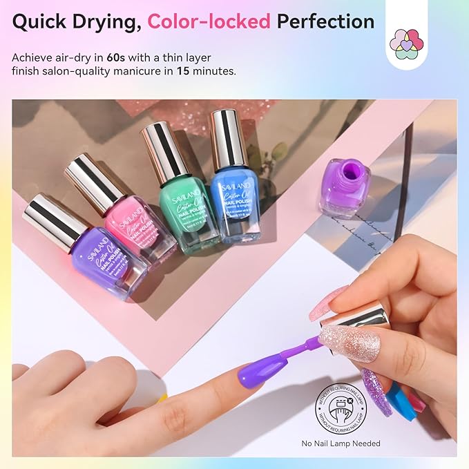 SAVILAND Color Artistry Nail Polish Set: Ultra Quick Dry Regular Nail Polish Kit 20+3 Colors Spring Summer Fingernail Polish Bulk Base Glossy & Matte Top Polish Coat Nail Art DIY Home Women Gift