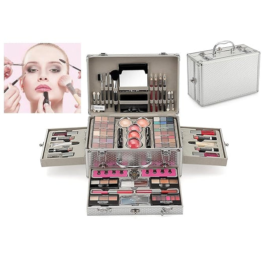 Maquillaje, Makeup gift, Professional make up set, All in one makeup kit for women full kit, Cosmetics teenagers, Makeup palette(102 Colors)(Silver box)-VivaGrace Women