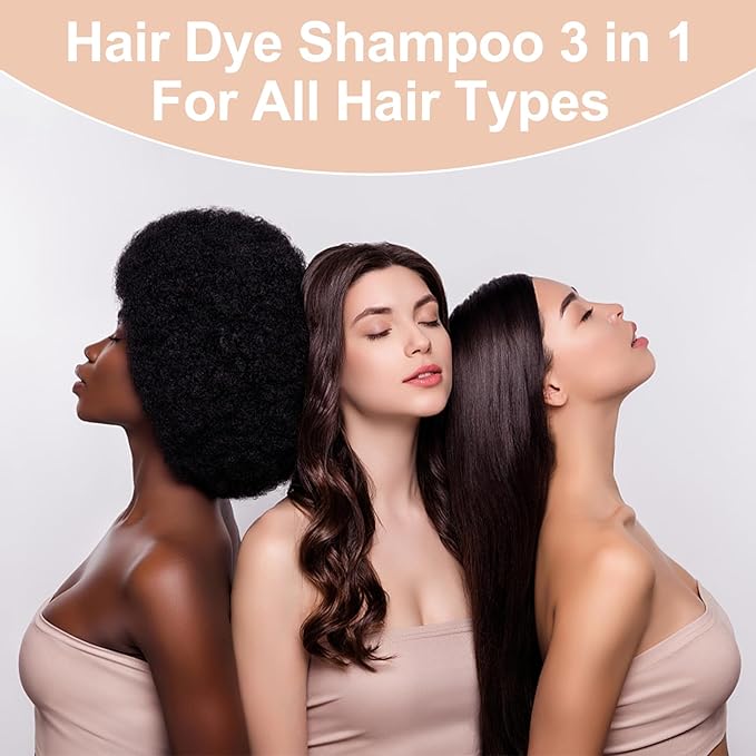 Coffee Hair Dye, Hair Dye Shampoo for Men and Women, Hair Color Shampoo For Home Use, Shampoo Para Canas, Hair Dye Shampoo 3 in 1, 16.9 Fl Oz (Coffee)-VivaGrace Women