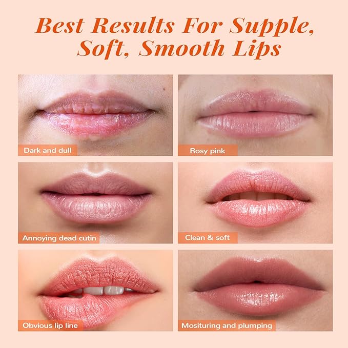 ANAI RUI Lip Balm Mask & Lip Scrub Set, Lip Care Kit, Overnight Lip Treatment with Lip Sleeping Mask & Sugar Lip Exfoliator Scrub, Lip Moisturizer for Dry, Chapped, Dark Lips, Reduce Fine Lines, Peach-VivaGrace Women