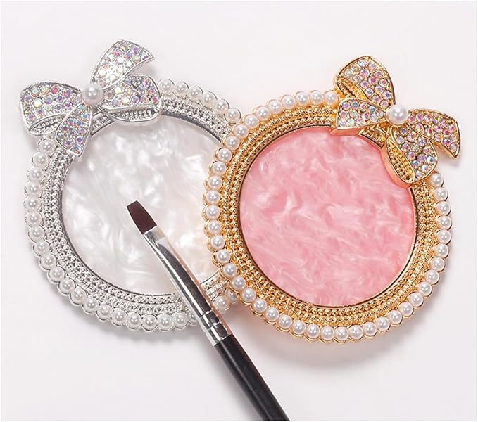 4Pcs Resin Nail Art Plalette Nail Polish Mixing Plate Gel Palette Manicure Tool for Nail Art Display (Pink Silver)-VivaGrace Women