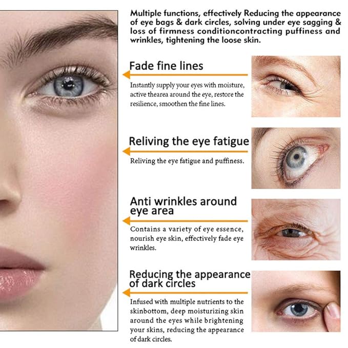 Eye Peptide Serum Eye Massage Roller Nourishing Relieve Loose Eye Bags Dark Circles Eye Skin Care Under Eye Cream for Fine Wrinkles and Puffiness Daily Skincare(Nourishing Grey)-VivaGrace Women