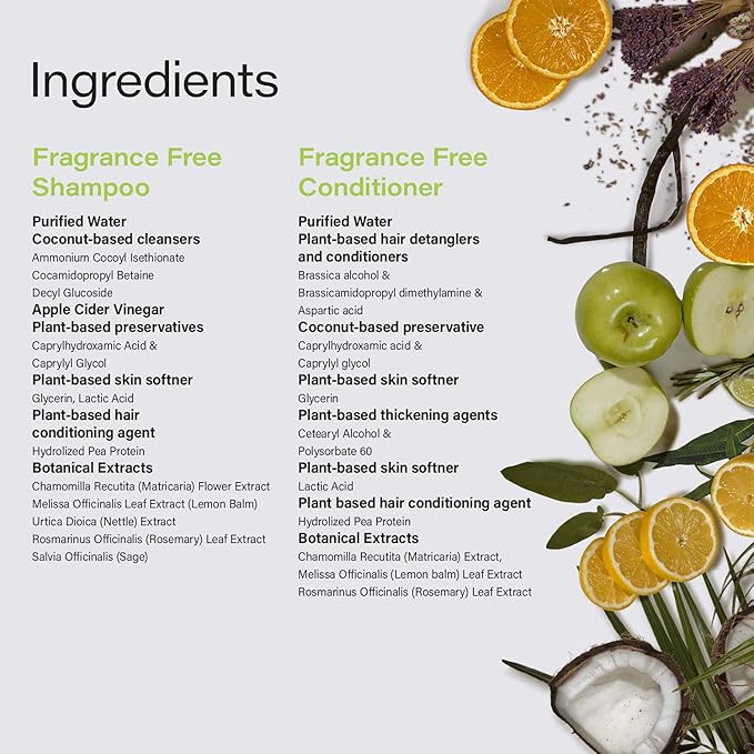 Phillip Adam Fragrance Free Shampoo and Conditioner Set with Apple Cider Vinegar - pH Balancing - Enhance Shine and Smoothness- 12 Ounce Each-VivaGrace Women