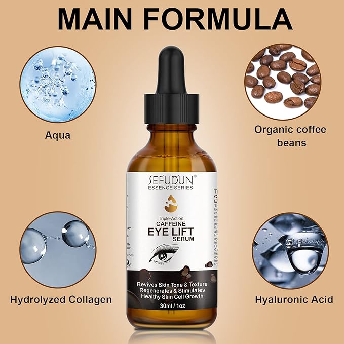 Dark Circles Under Eye Treatment for Women Caffeine Serum Circles, Puffiness, Bags, Anti Aging Reduces Wrinkles and Fine Line, 100% Pure Coffee Oil - 1 oz / 30 ml, 1 Fl Oz (Pack of 1)-VivaGrace Women