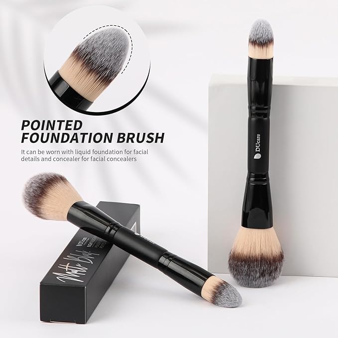 DUcare Powder Brush Foundation Brushes Double Ended Blush Setting Brush for Rounded Taperd Liquid, Cream, Powder,Blending, Buffing-VivaGrace Women