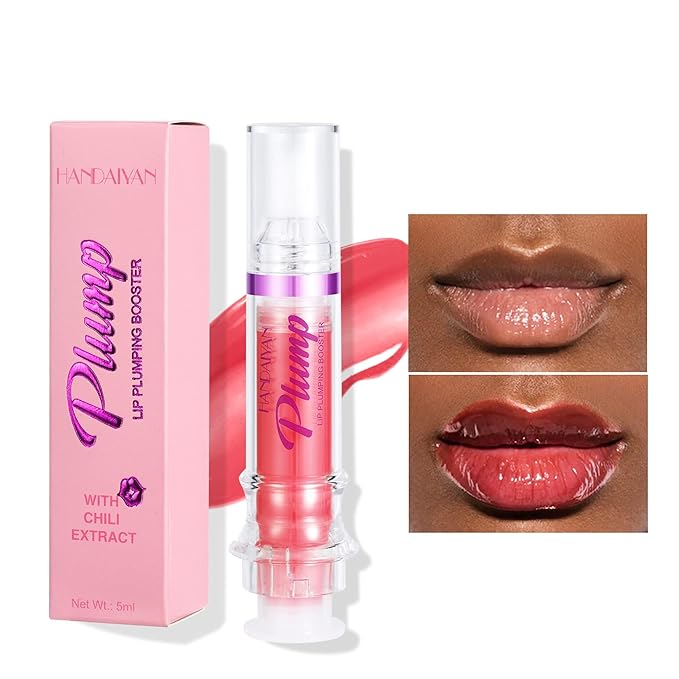 Natural Spicy Lip Plumping Booster Lip Plumping Oil,Lip Plumper Gloss, Ultra-Hydrating & Nourishing Plump and Pout Lip Plumper, Glossy Finish Fuller Lip Plumping Lip Gloss for Women Girls(04#)-VivaGrace Women