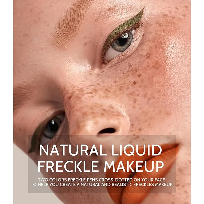 KYDA 2 Colors Liquid Freckle, Natural Freckle Makeup Pen, Longlasting Face Freckle Liquid Makeup, Soft Dot Sopt Pen Magic Freckle Color-Light Brown&Dark Brown-VivaGrace Women
