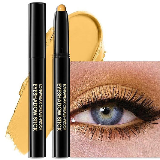 Eyeshadow Stick Matte Eye Shadow Pencil Cream to Powder Eye Brightener Crayon Long-Lasting Crease-Proof Neutral Eyeshadow Buildable Blendable High Pigmented Eye Liner Makeup for Women, 7 YELLOW-VivaGrace Women