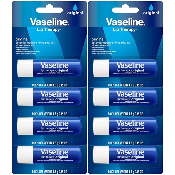 Vaseline Lip Therapy Original, Fast-Acting Lip Moisturizer For Very Dry Lips, Lip Balm Stick, 0.16 Oz Ea (Pack of 8)-VivaGrace Women