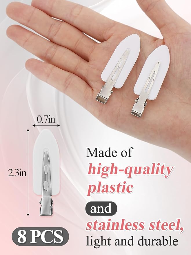 8Pcs No Bend No Crease Hair Clips - Styling Duck Bill Clips Alligator Hair Barrettes for Styling Sectioning, Small Gifts for Women Girl Salon Hairstyle Hairdressing Bangs Waves Makeup, White-VivaGrace Women