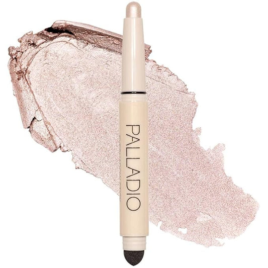 Palladio Waterproof Eyeshadow Stick with Blending Sponge, Long Lasting & Effortless Application, Smudge Free & Crease Proof Formula, Matte & Shimmer Shades, Buildable Eye Shadow (Pearl shimmer)-VivaGrace Women