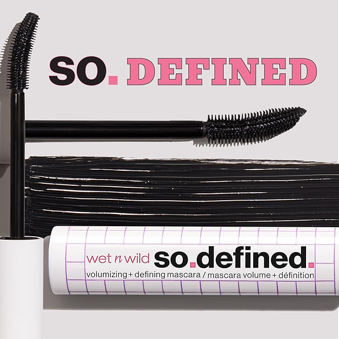 wet n wild So Defined Mascara, Volumizing & Lengthining with a Buildable Castor Oil-Infused Formula, Long-Lasting Clump-Free Application for Visibly lifted lashes, Vegan & Cruelty-Free - BLACK