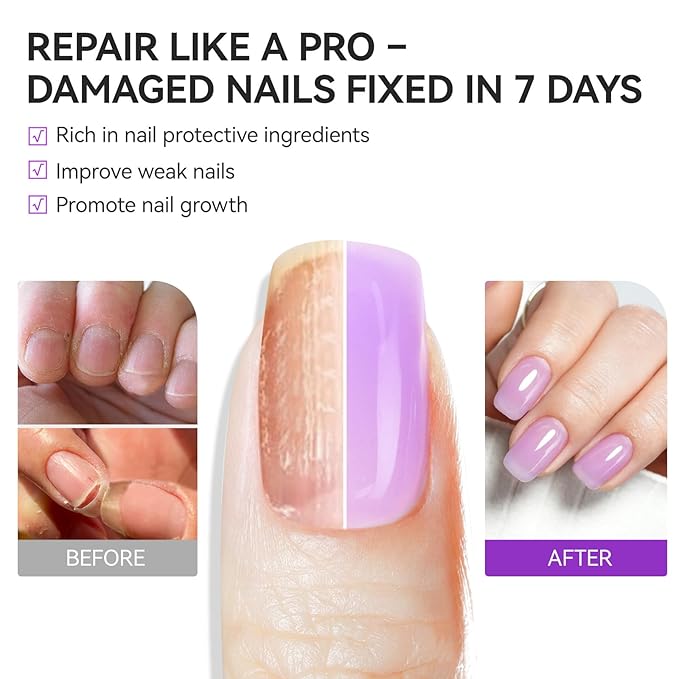 gelike ec Nail Growth Oil and Strengthener Polish: Lavender Haze 15ml 6 in 1 Natural Hardener - Long Lasting Nail Polish Hardener Extra Strong and Growth for Daily Work Home Salon