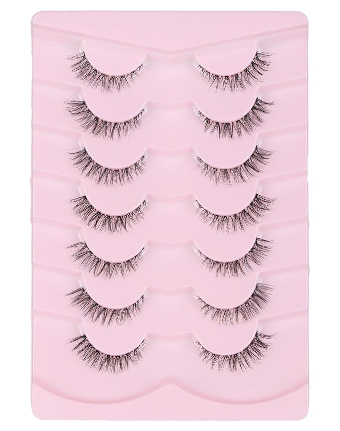Wispy Cat Eye Lashes Demi Wispies Eyelashes C Curl False Lashes Clear Band Lashes Short False Eyelashes Natural Mink Lashes 7 Pairs-VivaGrace Women