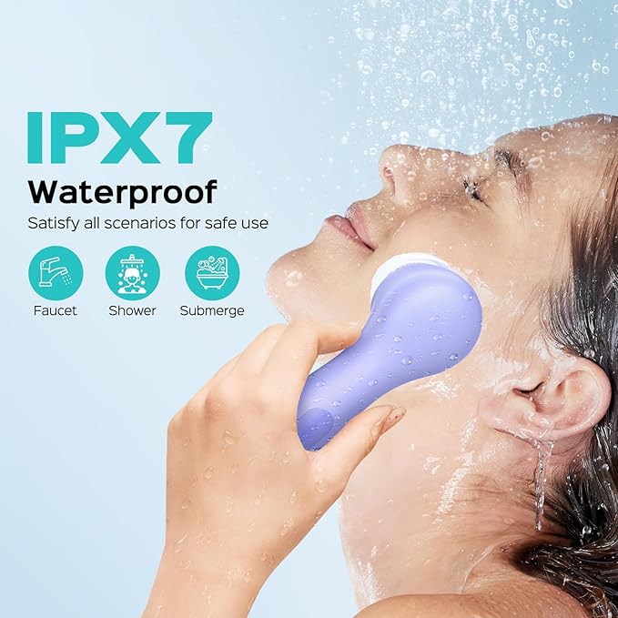 COSLUS Face Scrubber Facial Cleansing Brush: 2 in 1 Spin and Vibration Patented Tech, Silicone Electric Exfoliator Scrubber with Automatic Foaming, Waterproof Face Cleanser Brush for Men and Women-VivaGrace Women