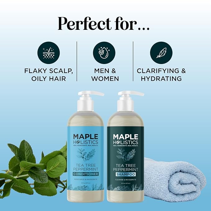 Tea Tree Mint Shampoo and Conditioner - Tea Tree Rosemary Mint Shampoo and Conditioner Set Sulfate Free for Daily Clarifying and Dry Scalp Care - Paraben and Sulfate Free Shampoo and Conditioner 16oz-VivaGrace Women