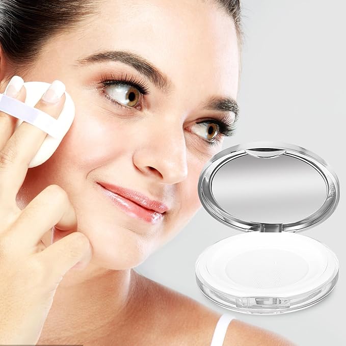 Beaupretty 2 Pieces Loose Powder Container with Puff Loose Powder Compact Case Empty Powder Case Reusable Plastic Empty Powder Case with Mirror (0.1/0.7 oz)-VivaGrace Women