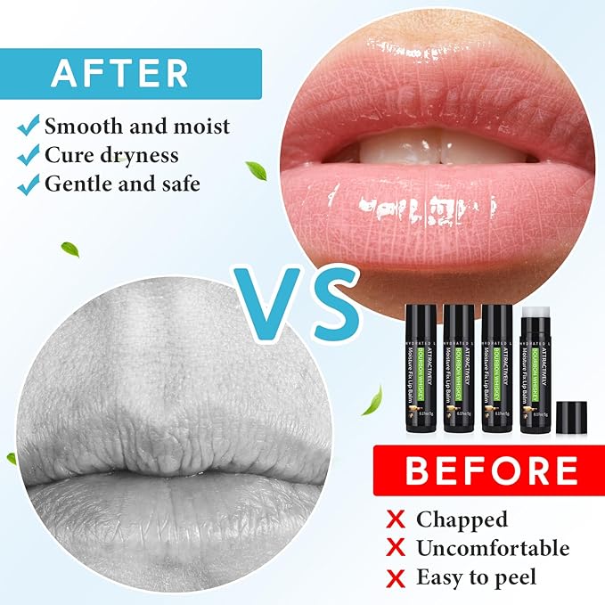 4 Pcs Lip Balm with Gift Box for Men Raffia Grass Organic Natural Beeswax Lip Balm for Father's Day Gifts Women Adults Teens Dry Chapped Lips Care Product-VivaGrace Women