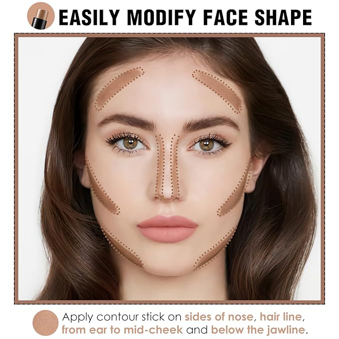 FOCALLURE Cream Contour Stick, Matte Bronzer Stick, Professional Face Shaping & Contouring Stick Makeup, Easy to Apply with Buildable Coverage, Long Lasting & Sweatproof, CLAY-VivaGrace Women