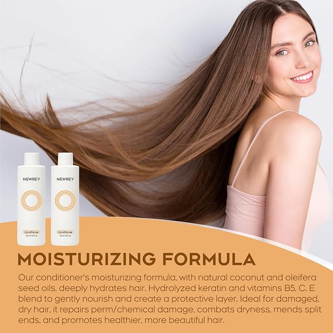 Hydrating Conditioner for Dry, Damaged Hair - 8.4oz | Moisture Repair Treatment with Hydrolyzed Keratin & Coconut Oil for Smooth, Shiny, Manageable Hair-VivaGrace Women