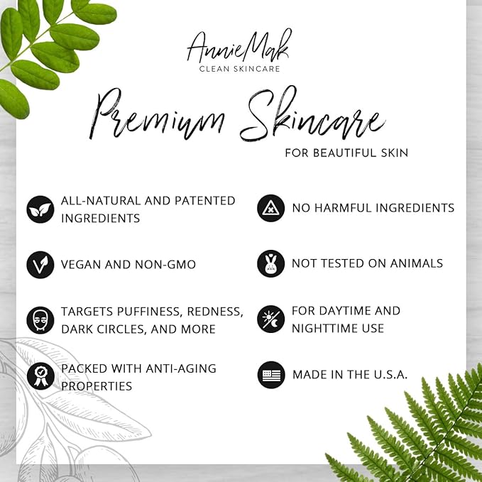 AnnieMak Renew Eye Cream for Dark Circles, Puffiness & Wrinkles Around Eyes, Under Eye Brightener, Vitamin Infused Moisturizer, Hydrating, Brightening & Smoothing Skin Care (0.25 fl oz)-VivaGrace Women