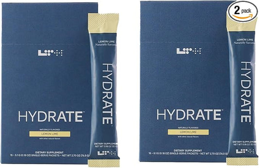 LTH Hydrate Hydration Mix - Trusted by Life Time Fitness Members - NSF Certified for Sport - Electrolyte Powder - Plant-Based, Non-GMO, Gluten Free - 15 Single-Serve Packets (Lemon Lime) - 2-Pack-VivaGrace Women