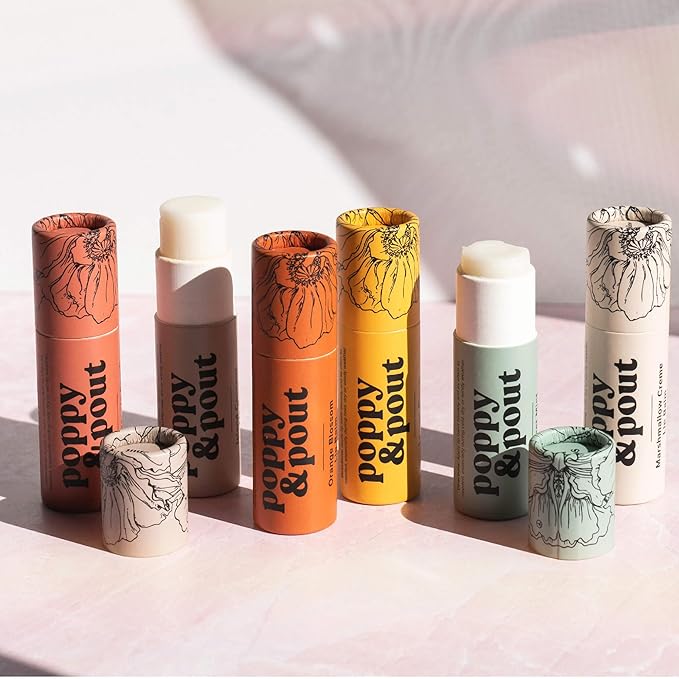 Poppy & Pout Orange Bloom Jumbo Lip Balm | All Natural Lip Balms & Moisturizers | Hydrates with Beeswax, Vitamin E, Organic Coconut Oil | Cruelty-Free | Lip Balm in Recyclable Cardboard Tube-VivaGrace Women