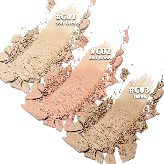 Contour Palette with Brush, Cream Contour Powder Palette Bronzer Powder Matte Bronzer Palette Cool Toned Contour Kit with Mirror for Face Sculpting Contour Makeup (#C01 Soft Grey)-VivaGrace Women