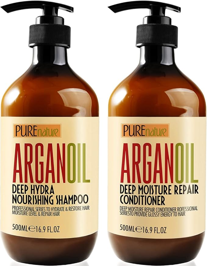 Argan Oil Shampoo and Conditioner Set - Sulfate Free Moroccan Care with Keratin - For Curly, Straight, Dry and Damaged Hair - Moisturizing, Hydrating, Anti Frizz Salon Technology-VivaGrace Women