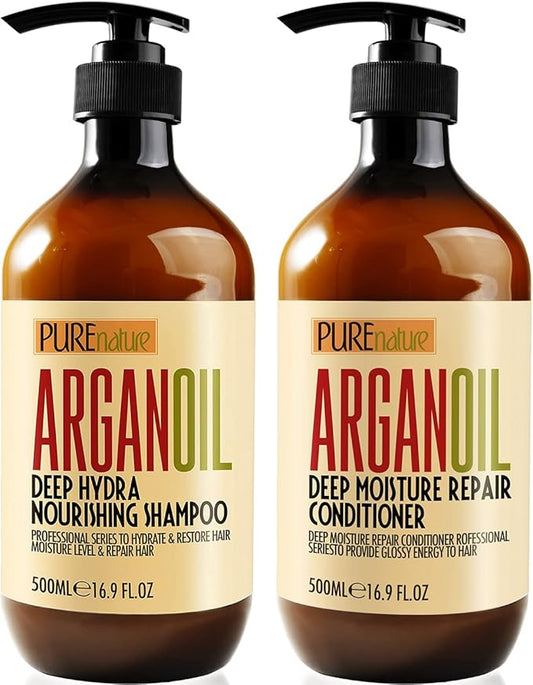 Argan Oil Shampoo and Conditioner Set - Sulfate Free Moroccan Care with Keratin - For Curly, Straight, Dry and Damaged Hair - Moisturizing, Hydrating, Anti Frizz Salon Technology-VivaGrace Women