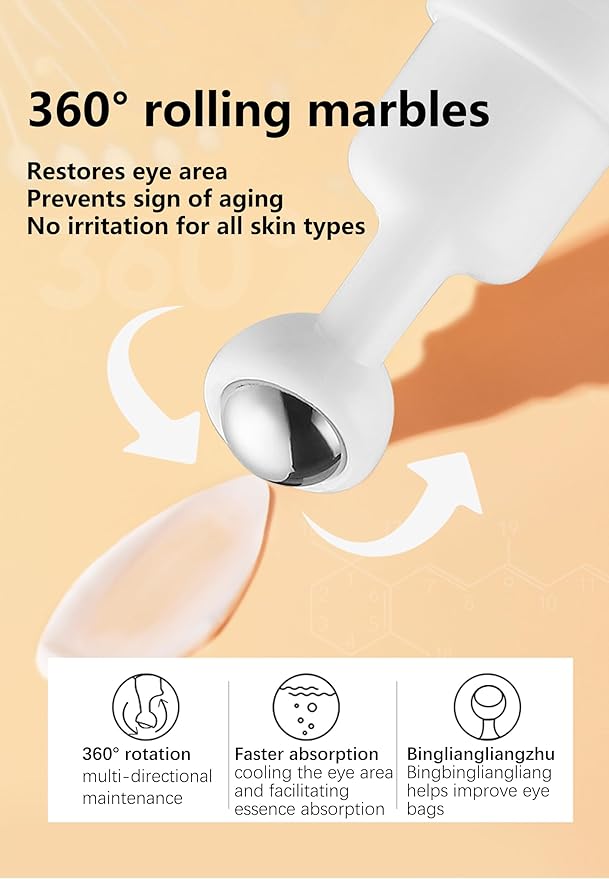 Snail Peptide Eye Cream for Dark Circles, Puffiness and Wrinkle, Snail Mucin & Nicotinamide, Moisturizing, Hydrating, Firming, Massage Ball, 17ml-VivaGrace Women