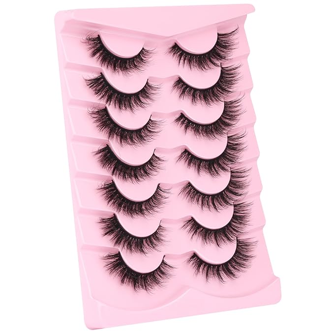 Kiromiro Lashes False Eyelashes Cat Eye Faux Mink Lashes Wispy Strip Lash 6D Volume Fake Lash Natural Look Eyelashes Pack 7 Pairs-VivaGrace Women