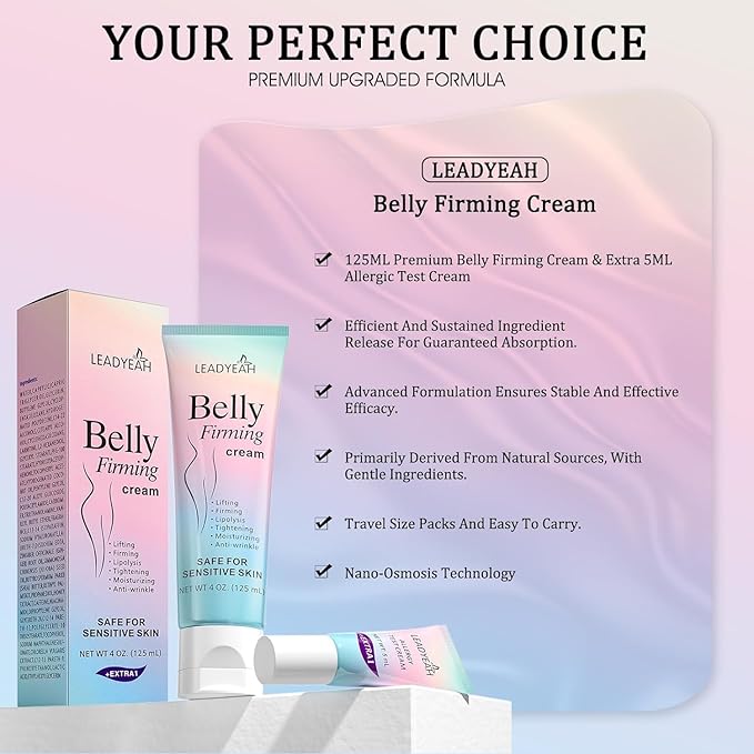 B Flat Belly Firming Cream - Moisturizing, Lifting, Firming for Stomach, Thighs and Butt, Body Lotion gift for Women and Men, 125 ML +5 ML-VivaGrace Women