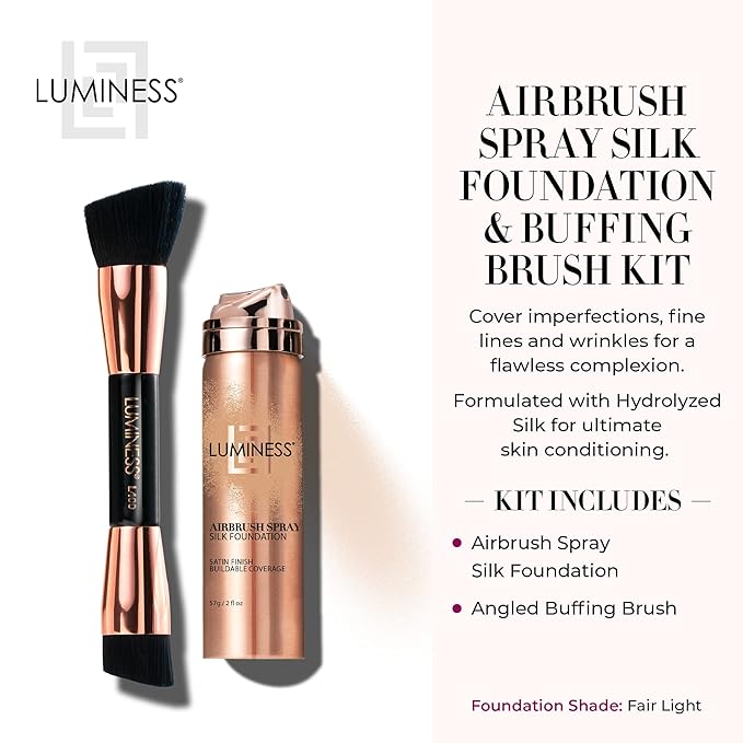 LUMINESS Silk Airbrush Spray Foundation & Buffing Brush Kit - Light Fair-VivaGrace Women