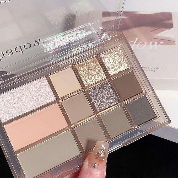 12 Girds Colorful Matte Shimmer Eyeshadow Palette for Eye Makeup,High Pigmented Eye Shadow Primers Powder Palet de sombras de ojos 12-A-VivaGrace Women