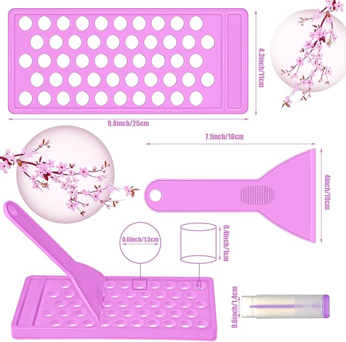 2 Sets Lip Balm Tray and Spatula Set Portable lipstick Holder Lip Balm Containers Lip Gloss Making Kit (Purple)-VivaGrace Women