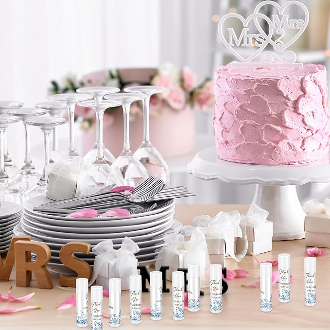 Dunzy 50 Pcs Thank You Gift Lip Balm Bulk Baby Shower Party Favors Bridal Shower Favor Lip Care with Assorted Fruit Flavors Thank You Lipstick for Guest Basket Gift Stuffer (Blue and White Porcelain)-VivaGrace Women