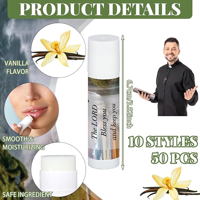 50 Pcs Lip Balm with Scripture Religious Lip Balm for Women Christian Lip Balms Bulk Gifts Faith Bible Verse Scripture Inspirational Gift Party Favors for Women Coworkers 10 Styles-VivaGrace Women