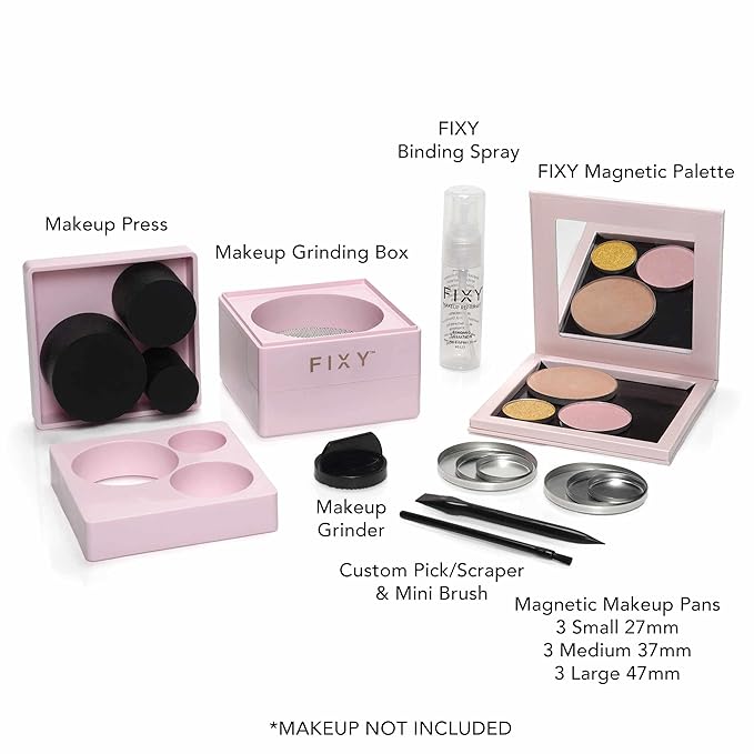 FIXY Makeup Repair Kit - Repressing tool for Eyeshadows, Blush & Highlighter or Depot | Organize Makeup Pans in Makeup Palette with Mirror | Makeup Artist Must Haves-VivaGrace Women