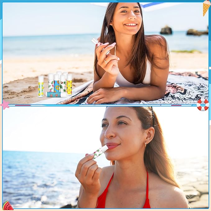 100 Pcs Summer Lip Balm Bulk Moisturizing Lip Balm Jasmine Flavor Lip Balms Cream Tropical Hawaiian Beach Luau Party Lip Care Product for Stocking Stuffers Beauty Gifts Women Men-VivaGrace Women